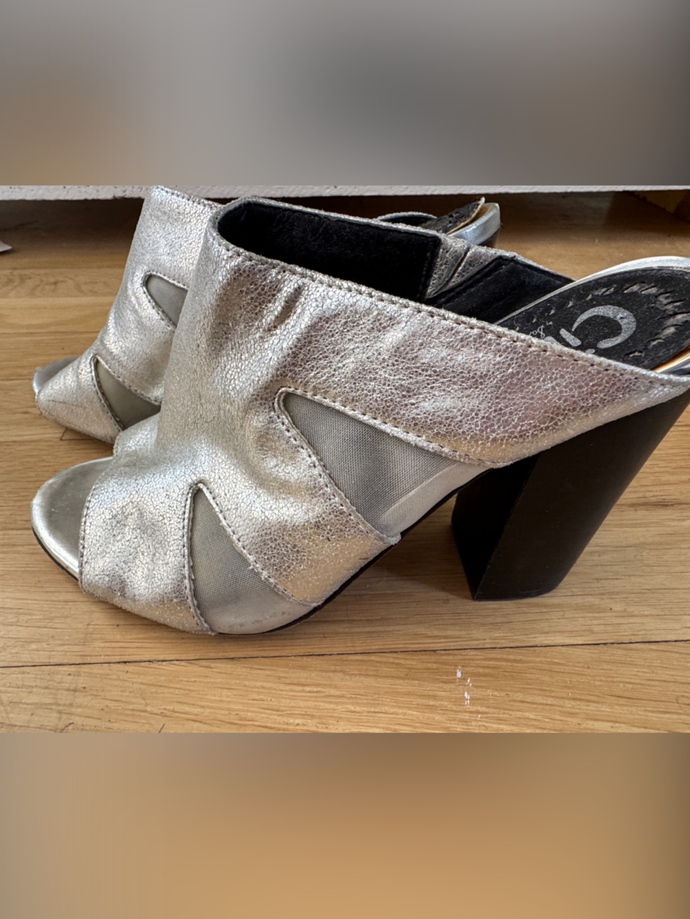 Circus by Sam Edelman Metallic Silver Peep-Toe Mule